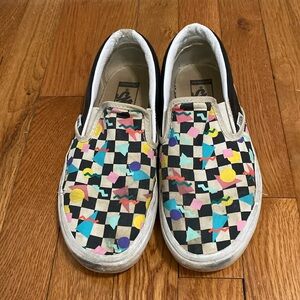 Well loved vintage inspired slip on vans. Women’s 8.